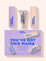 You've Got This Mama, The pregnancy and new mum gift set box with products displayed above.