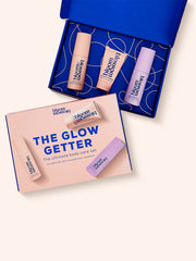 The Glow Getter Gift Set with blue box and 3 mini products.